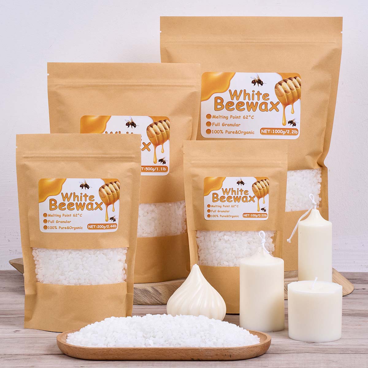 Candle Supplies Bulk - 1000 г белый пчелиный воск DIY